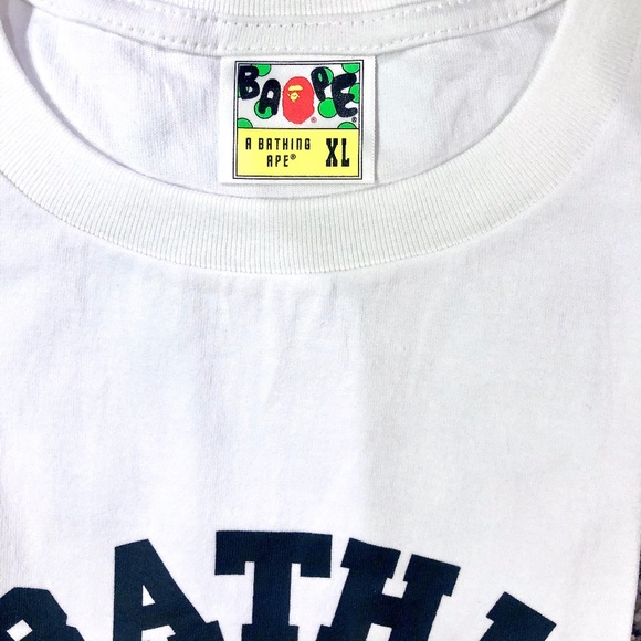 BAPE Tee - NEW A BATHING APE White & Red Camo College T-Shirt Unisex - Picture 7 of 12